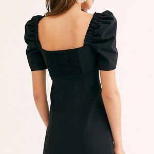 Free People Black Puff Sleeve Mini Dress